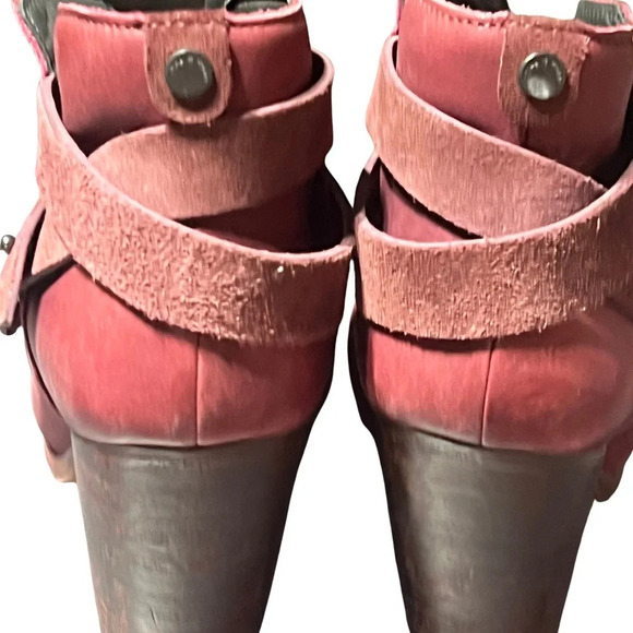 Rag & Bone Harrow Burgundy Leather Stud Harness Block‎ Heel Size 38 Taylor Swift - Picture 9 of 13